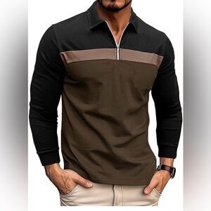 new Men’s Casual Henley Shirt Armygreen